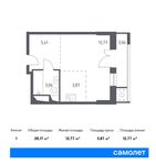 Планировка 1-комнатной квартиры, 28,17 м2