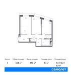 Планировка 3-комнатной квартиры, 63,8 м2