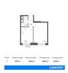 Планировка 1-комнатной квартиры, 32,5 м2