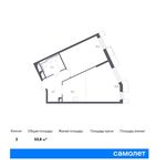 Планировка 2-комнатной квартиры, 50,8 м2