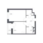 Планировка 1-комнатной квартиры, 36,8 м2