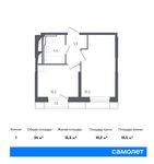Планировка 1-комнатной квартиры, 34,95 м2