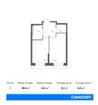 Планировка 1-комнатной квартиры, 38,8 м2