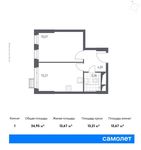 Планировка 1-комнатной квартиры, 34,95 м2