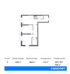 Планировка 3-комнатной квартиры, 64,5 м2