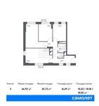 Планировка 3-комнатной квартиры, 66,92 м2