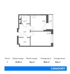 Планировка 1-комнатной квартиры, 37,29 м2