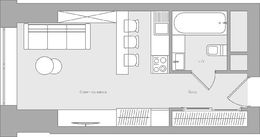 Планировка квартиры студии, 28 м2
