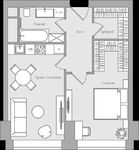 Планировка 1-комнатной квартиры, 51,1 м2