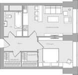 Планировка 1-комнатной квартиры, 50,9 м2