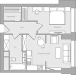 Планировка 1-комнатной квартиры, 52,6 м2