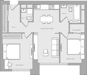 Планировка 2-комнатной квартиры, 62,5 м2