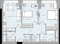 Планировка 2-комнатной квартиры, 76,5 м2