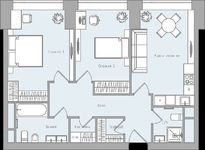 Планировка 2-комнатной квартиры, 76,5 м2