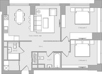 Планировка 3-комнатной квартиры, 78,1 м2