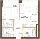 Планировка 2-комнатной квартиры, 55,4 м2