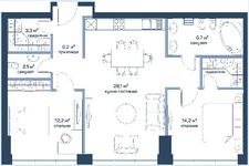 Планировка 3-комнатной квартиры, 81,8 м2