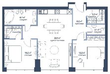 Планировка 3-комнатной квартиры, 82,3 м2
