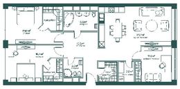 Планировка 4-комнатной квартиры, 127,9 м2