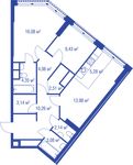 Планировка 3-комнатной квартиры, 74,31 м2