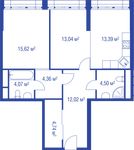 Планировка 2-комнатной квартиры, 71,74 м2