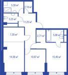 Планировка 3-комнатной квартиры, 77,85 м2
