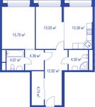 Планировка 2-комнатной квартиры, 71,95 м2