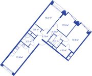 Планировка 3-комнатной квартиры, 86,81 м2