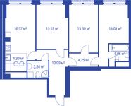 Планировка 3-комнатной квартиры, 88,62 м2