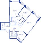 Планировка 3-комнатной квартиры, 87,13 м2