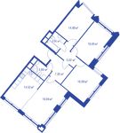 Планировка 3-комнатной квартиры, 101,59 м2