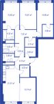 Планировка 4-комнатной квартиры, 126,64 м2