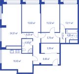 Планировка 4-комнатной квартиры, 123,69 м2