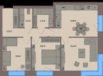 Планировка 3-комнатной квартиры, 64,17 м2