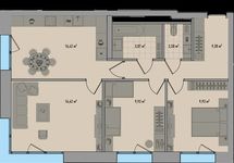 Планировка 3-комнатной квартиры, 68,65 м2