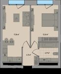 Планировка 1-комнатной квартиры, 37,69 м2