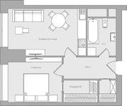 Планировка 2-комнатной квартиры, 53,75 м2