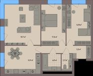 Планировка 3-комнатной квартиры, 78,16 м2