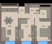 Планировка 2-комнатной квартиры, 54,77 м2