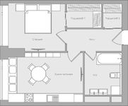 Планировка 2-комнатной квартиры, 54,34 м2