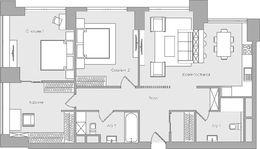 Планировка 2-комнатной квартиры, 54,47 м2