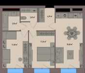 Планировка 2-комнатной квартиры, 54,6 м2