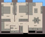 Планировка 2-комнатной квартиры, 55,01 м2