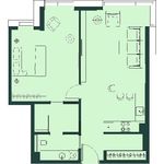 Планировка 2-комнатной квартиры, 64 м2