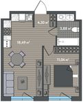 Планировка 1-комнатной квартиры, 37,71 м2