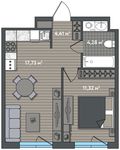 Планировка 1-комнатной квартиры, 37,74 м2