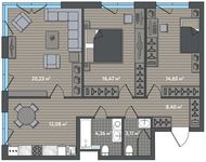 Планировка 3-комнатной квартиры, 79,3 м2