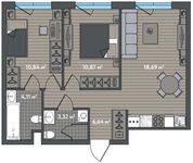 Планировка 2-комнатной квартиры, 54,47 м2