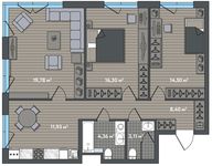 Планировка 3-комнатной квартиры, 78,38 м2