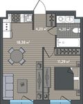 Планировка 1-комнатной квартиры, 38,07 м2